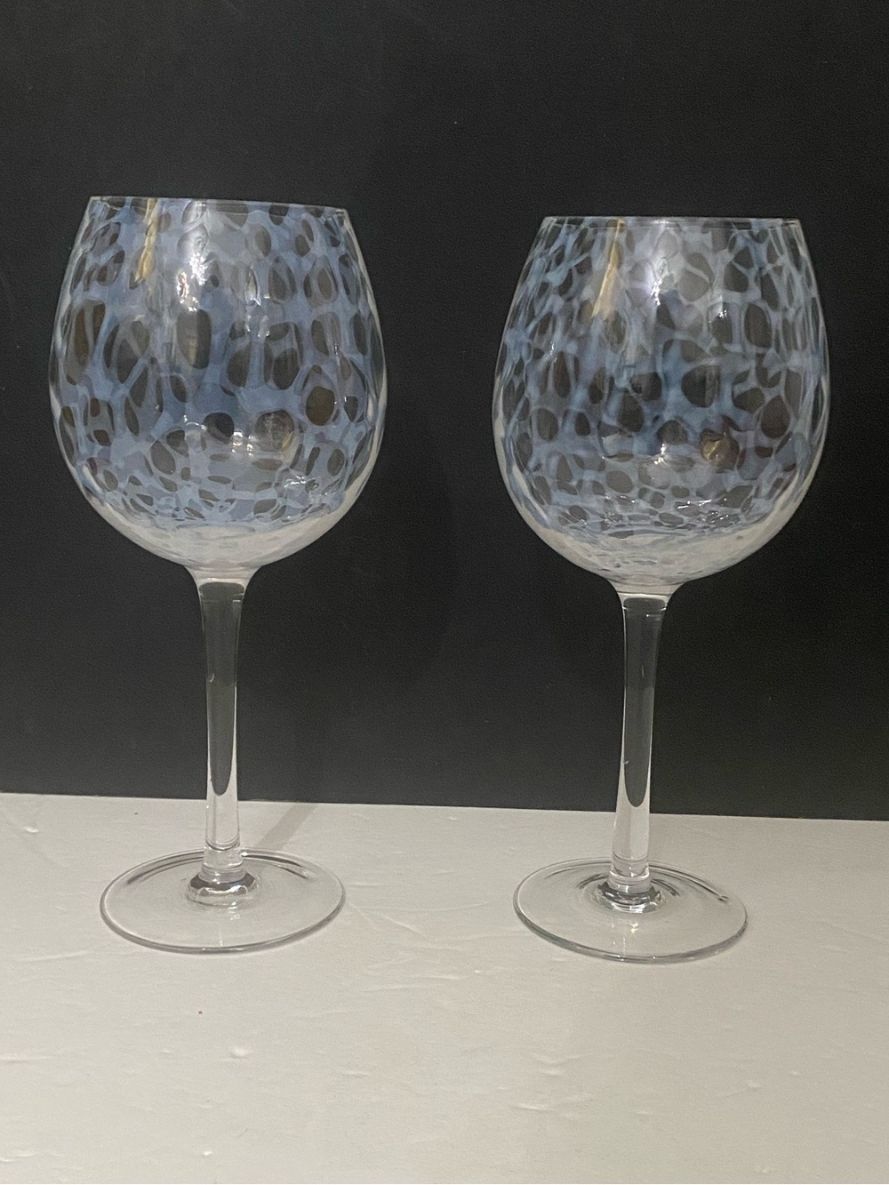 ANTHROPOLOGIE Trelliage Glass Wine Light Blue Goblets - Set of 2 - Sold Out